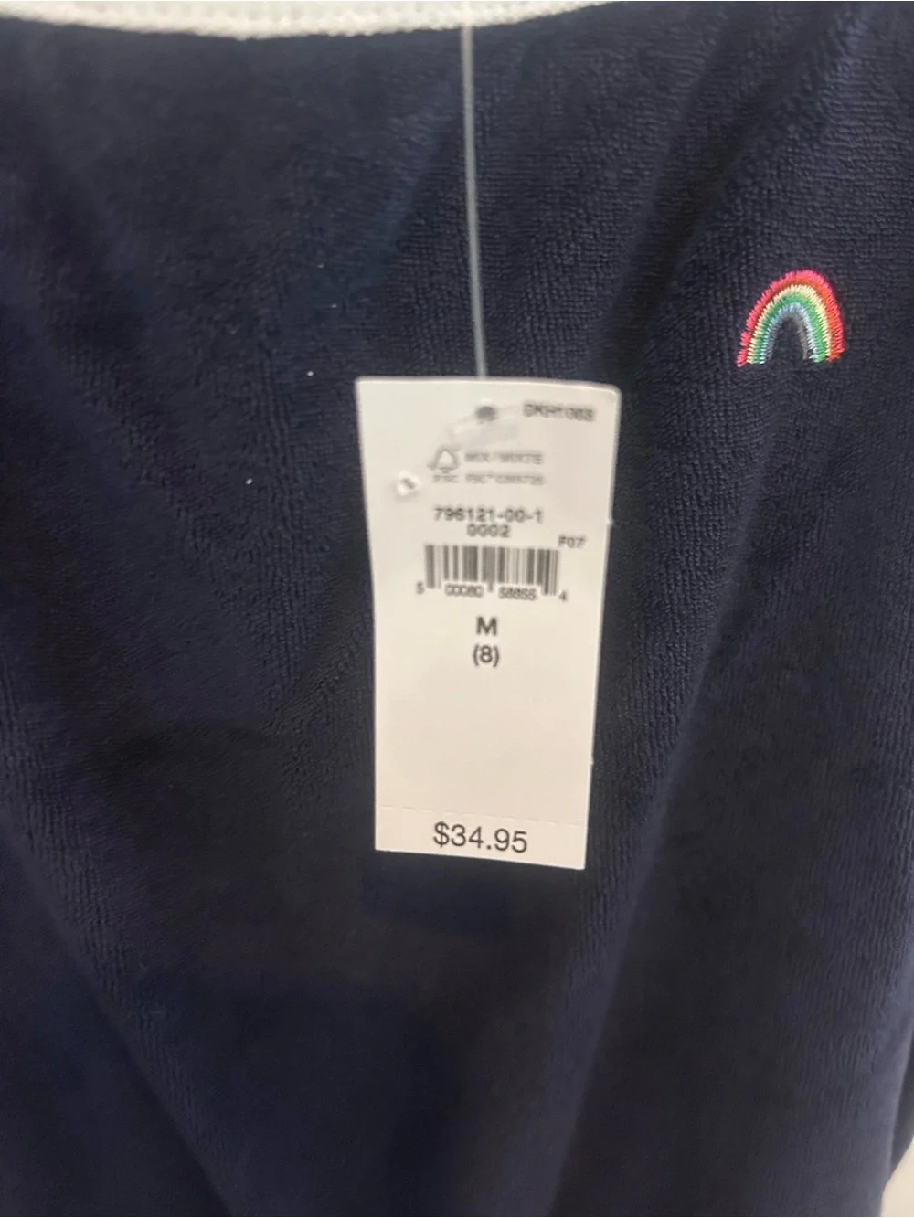 GAP Navy and White Girls' Romper Swim Coverup with Rainbow Patch